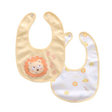 盛哲卡 婴儿围兜饭兜口水巾纯棉宝宝围嘴婴儿用品 黄色两条装 19*22