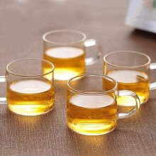 淳意玻璃杯6只装品杯带把功夫小茶杯品茗杯耐热加厚透明茶 6只装