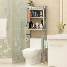 不锈钢卫生间置物架马桶架子洗衣机置物架整理收纳架壁挂浴室厕所洗手间落地式储物架 (加粗加厚)不锈钢马桶架3层