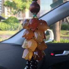 汽车挂件车内玉石吊饰女男玉髓装饰品后视镜装饰用车载创意吊坠平安符高档礼盒包装礼物 玉兰花挂饰