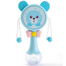 育儿宝 拨浪鼓新生儿玩具婴儿摇铃0-3个月可啃咬益智0-1岁宝宝0-6 小熊拨浪鼓【蓝色】