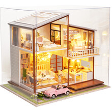 智趣屋diy小屋公主小屋城堡手工拼装模型公主房子立体拼图益智玩具生日礼物男女孩新年礼物 慢时光升级版+防尘罩+跑车+遥控+音乐+人偶+狗1