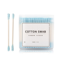 ilbu 双头多效棉签化妆棉签200支纯棉美容棉棒清洁卸妆棉盒装美容清洁卫生棉棉棒 蓝色/200支