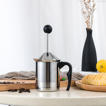 加厚双层打奶泡器 牛奶打泡器手动打奶器花式咖啡杯奶泡壶奶泡机 小号400cc带弹簧奶泡器