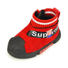 学步鞋冬季加绒软底防滑男童女童可爱卡通小童婴幼儿童鞋宝宝棉鞋0-1-2岁靴子 红色 18码内长14cm