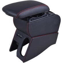 凌启10-16款新名爵3mg3扶手箱中央专用配件15年款MG3SW手扶箱改装饰储物盒 黑色红线