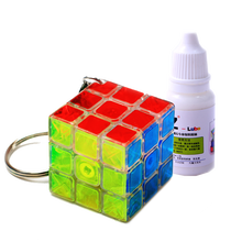 奇艺三阶小魔方迷你钥匙扣挂件3cm顺滑透明夜光彩色小号袖珍益智玩具 透明