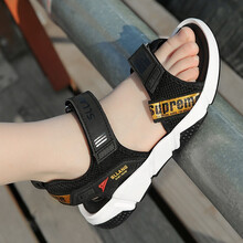 2021新款勇高童鞋青少年运动儿童露趾男童凉鞋中大童夏季防滑软底耐磨沙滩鞋 黑黄 41码/内长25.5cm