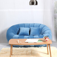 虎图腾网红女阳台单人三人位卧室小户型懒人迷你简易租房双人南瓜小组合沙发 超柔天蓝 双人位