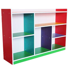 幼儿园书柜鞋柜置物架儿童玩具架收纳架木质储物置物柜宝宝书架儿童区展示架 6格D  120*30*80CM