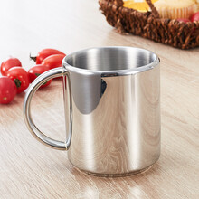 B&y 咖啡杯 马克杯 304不锈钢 啤酒杯水杯办公杯双层儿童牛奶杯多用杯 直身杯