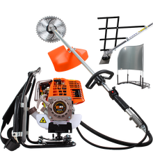 捷拓 汽油割草机打草机四冲程大功率割灌机开荒除草机器小麦水稻农用收割机草坪修剪机 背负式新款橙色+扶稻器扶草架送40样+机油