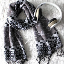 天琴 围巾秋冬季韩版百搭学生灰色格子保暖情侣男女围巾 TQ-W07