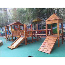 幼儿园儿童大型木质滑梯攀爬组合室外体能训练钻洞爬网游乐设备玩具 C-3