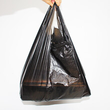 妙涤 手提式背心垃圾袋加厚中号家用厨房办公室黑色塑料垃圾袋【6捆300条】 黑色手提式 #36*55(300只)