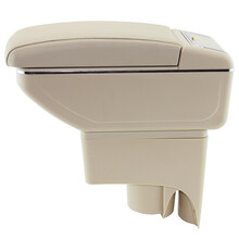 鑫卡威 尼桑骊威扶手箱专用中央双层骊威手扶箱储物盒免打孔中央通道改装配件 双层经济款-伸缩延长(无USB)米色 骊威