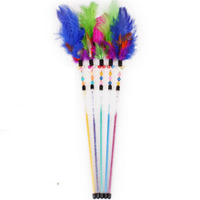 众旺 猫玩具 猫咪激光逗猫棒猫转盘猫跳台猫爬架猫抓板结绳毛绒线球 羽毛逗猫棒 1个