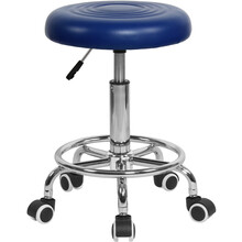 【千牛卫】时尚升降吧台椅 酒吧椅 前台椅子 工作高脚凳 理发美容凳子 办公椅 餐椅 蓝色  滑轮款