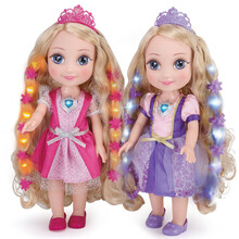 冰雪奇缘艾莎公主会说话的智能娃娃安娜对话娃娃巴比娃娃儿童玩具女孩套装 3-6岁 粉色和紫色娃娃   辫子可闪光  一对