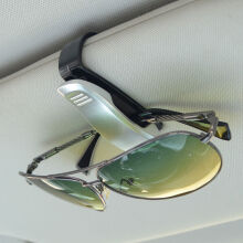 派钦 车用眼镜夹汽车遮阳板眼睛夹车载眼镜架证件夹汽车用品 银色