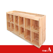 儿童玩具收纳柜整理柜储物架松木实木柜子 幼儿园原木柜 A款樟子松书包柜