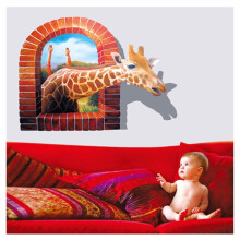 乐福然3d立体墙贴儿童房卧室男孩床头装饰小孩宝宝喜欢贴画贴纸恐龙动物 3D长颈鹿 大
