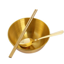 厚德居 铜碗铜筷子铜勺子铜餐具套装金饭碗铜加厚家居摆件 5寸铜碗铜筷子铜勺子一套
