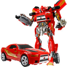锦江变形玩具金刚 大黄蜂汽车机器人模型儿童变形玩具警车男孩玩具消防车 大红蜂（发声发光） 大礼盒装