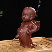 祥业喷水精品紫砂茶宠摆件创意陶瓷茶玩撒尿童娃功夫茶具茶盘配件 背篓尿娃