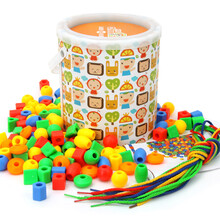 儿童益智玩具1-3岁男孩女孩串珠子玩具 宝宝穿线积木 240颗小号桶装串珠
