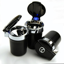 魔焕 车载烟灰缸汽车用烟灰缸可加车标LOGO汽车用品超市带盖 黑色带车标 中华