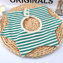 邦帛莉（BONBORLEA） 婴儿口水巾360度旋转 四层棉质宝宝口水兜新生儿围嘴围兜 绿白条纹-星星型 1-12个月