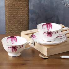 嘉兰 咖啡杯碟套装 欧式茶具英式下午茶杯骨瓷杯碟咖啡杯奶杯果汁杯 玉兰花