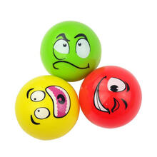 笑脸球套装3个装 3寸PVC小皮球海洋球弹力球手抓球拍拍球