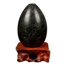 奇宝居 七星埙 八孔梨形黑陶埙 初学使用埙乐器 配底座 可水洗埙 碧水芙蓉+底座 F调