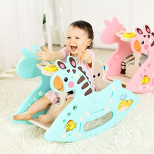 多功能儿童摇马摇椅木马玩具 音乐故事机 早教摇摇马宝宝 礼物座椅 卡通小鹿蓝色 摇椅座椅二合一音乐豪华版