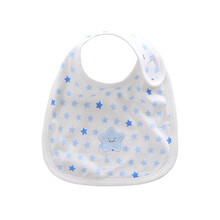 巧尼熊宝宝围嘴纯棉饭兜防吐奶新生儿用品口水巾婴儿围兜夏季8065 蓝色 单码