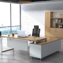 优郡 办公家具 老板桌 经理桌 主管桌 总裁桌 办公桌椅  现代简约 钢架 板式办公桌 2.4*0.8