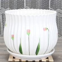 裕轩堂 陶瓷花盆个性特大号时尚创意多肉塑室内简约吊兰绿萝料盆批发家用阳台清仓小号绿植带托盘 88003/草花 大直径17厘米左右