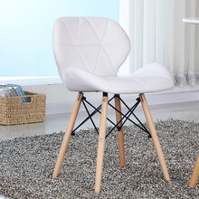 百思宜 洽谈椅 现代休闲简约皮椅电脑椅家用靠背餐椅 伊姆斯椅子凳子 白色