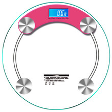 安尚大号健康人体秤圆方形电子称家用自动体重称体重秤成人体重计精准称重仪 四两起称 大秤面 室温显示 圆形粉色