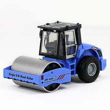 精邦合金工程车模型1:60挖掘机自卸卡车运输车起重叉车水泥搅拌车压路机仿真儿童玩具车汽车 86011压路机（礼盒装蓝色）