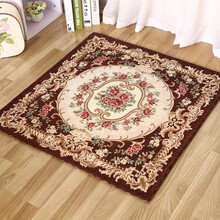 鼎典 欧式经典小翠花防滑地毯正方形玄关进门垫家用卧室电脑转椅地毯吊篮垫 157咖啡 90X90cm