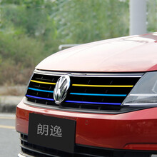 汽车适用于大众凌渡朗逸捷达途观途前脸改装 安帕萨特迈腾速腾专用改装贴纸中网三色改色膜 朗逸