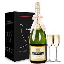 送香槟杯礼盒法国进口红酒葡萄酒巴黎之光干型1.5L高泡起泡酒 1500ml大起泡酒配香槟杯