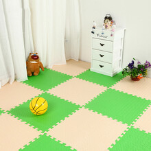 宝宝爬行垫60*60cm加厚防滑无味婴儿拼接爬行垫子树叶纹儿童 绿色+米色2.5CM （颜色可备注爬行垫） 12片装