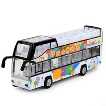 儿童合金双层观光大巴士校巴公交车公共汽车模型大客车玩具车模汽车模型 敞篷双层观光巴士-白