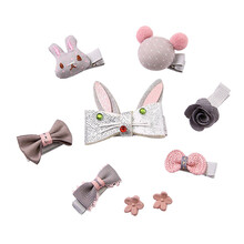 宠哆哆 狗狗头饰约克夏蝴蝶结发饰宠物泰迪比熊发夹小狗发卡猫咪饰品头花宠物用品 灰色小兔九件套