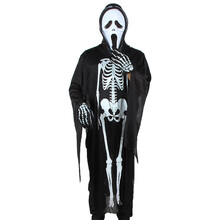 盛泉 化妆舞会服饰 万圣节服装 衣服 骷髅骨架鬼衣 儿童 恐怖面具 大人骨架+尖叫面具+印刷手套