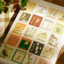 复古风童话小王子手帐贴纸 折叠邮票纸质贴纸 4张入